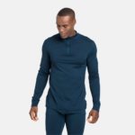 Men's NATURAL 100% MERINO WARM 1/2 Zip Turtle-Neck Base Layer Top - Image 3